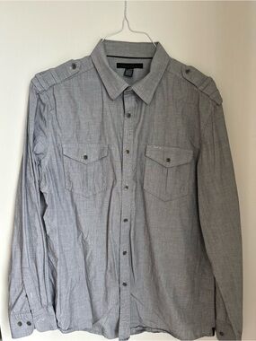 Kenneth Cole New York Gray Long-Sleeve Button Shirt